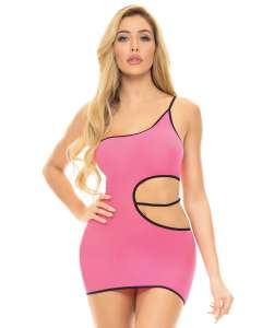 Pink Lipstick All You Need Asymmetrical Cutout Mini Dress