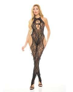 Pink Lipstick Love Me Harder Sheer Floral Lace Bodystocking
