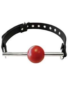 Rouge Leather Ball Gag with Steel Rod and Removable Ball