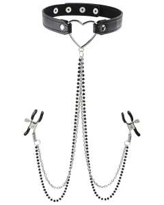 Sex & Mischief Amor Collar with Nipple Clamps