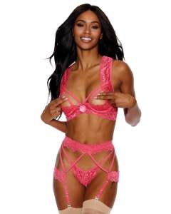 Shirley of Hollywood Ultra Sexy Bra, Garter Belt & G-String Set