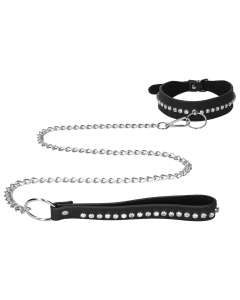 Shots Ouch! Diamond Studded Collar with Leash