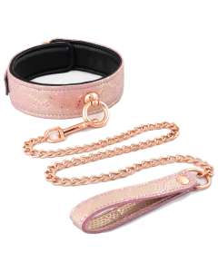 Spartacus Microfiber Pink Snake Print Collar & Leash