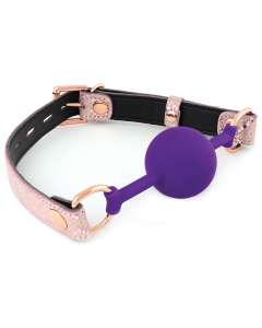 Spartacus Silicone Ball Gag with Snake Print Microfiber Leather Strap