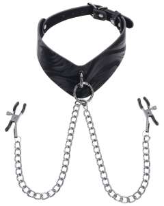 Sportsheets Velvet Noir Collar & Removable Clamps