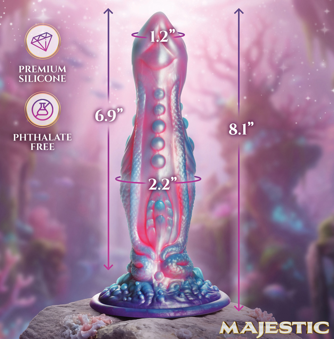 Majestic Delphine Mermaid Dildo Dimensions