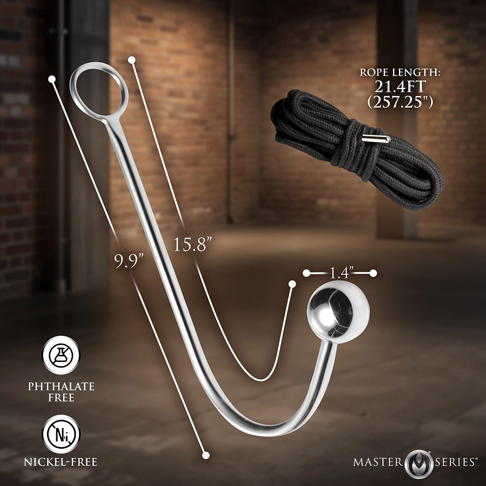 Master Series Roped Anal Hook with Rope Dimensions
