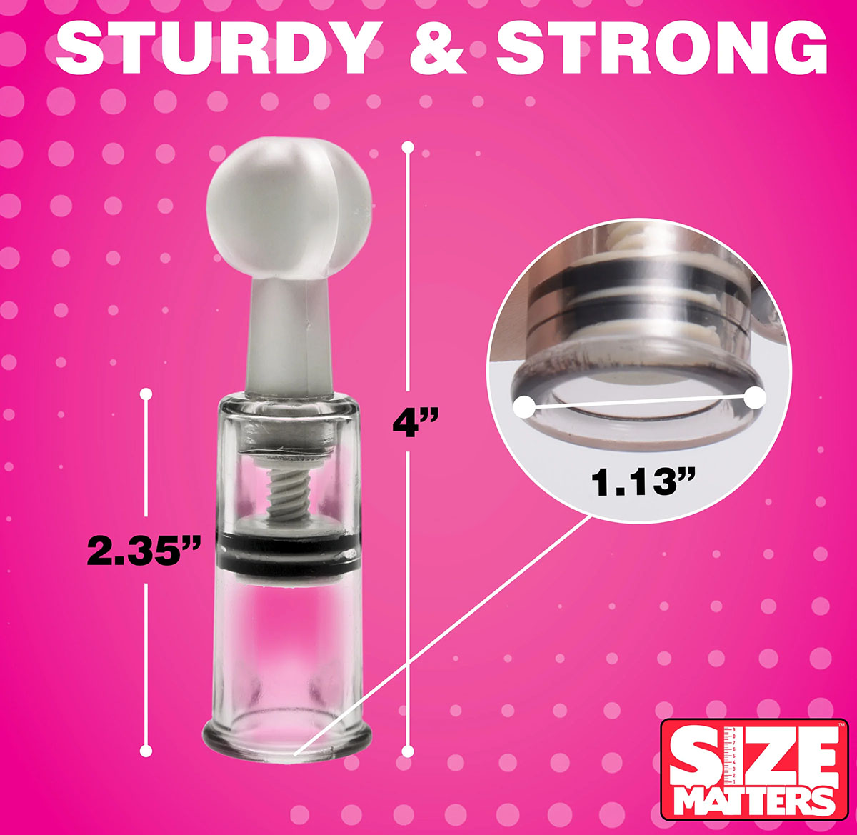 Size Matters MAXtwist Clit & Nipple Triple Sucker Set Dimensions