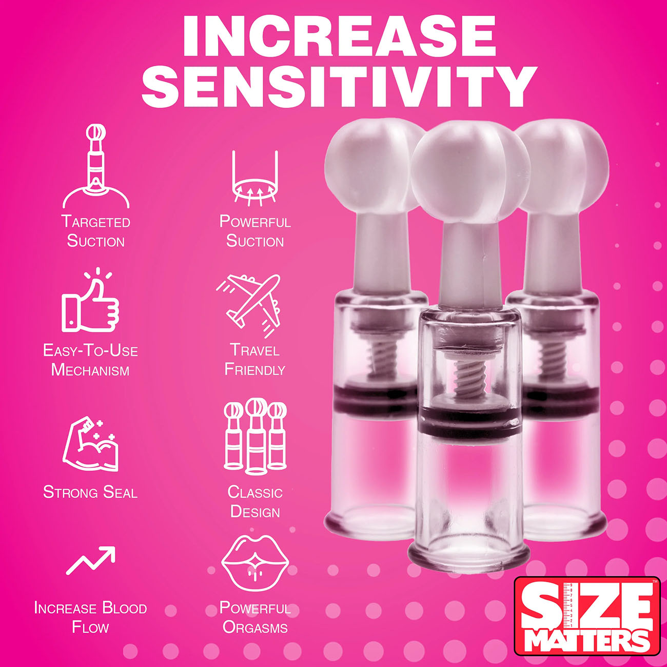 Size Matters MAXtwist Clit & Nipple Triple Sucker Set Features