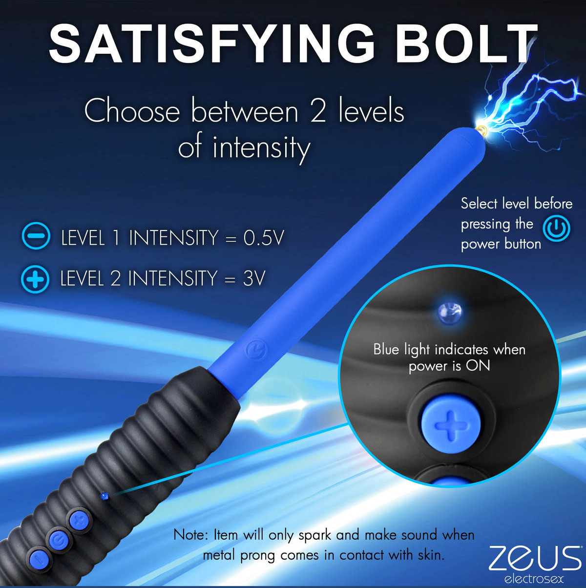Zeus Shock Rod E-Stim Zapping Wand Intensity Levels