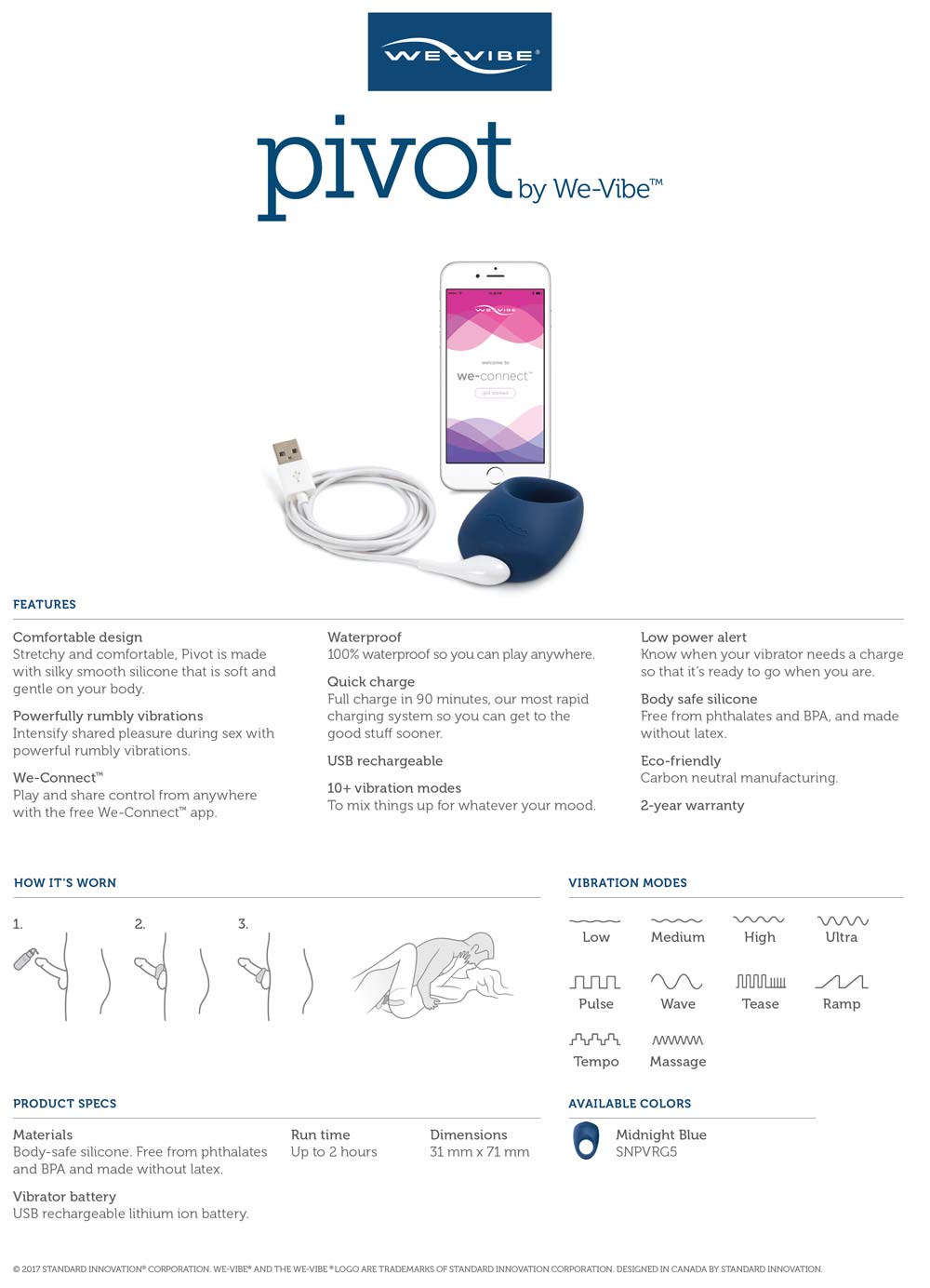 We-Vibe Pivot Specifications Sheet